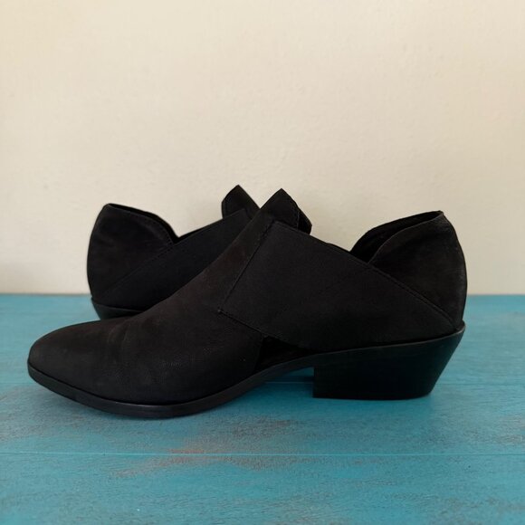 Eileen Fisher Walt Black Leather Cross Strap Ankle Boots Size 8 - Picture 7 of 10